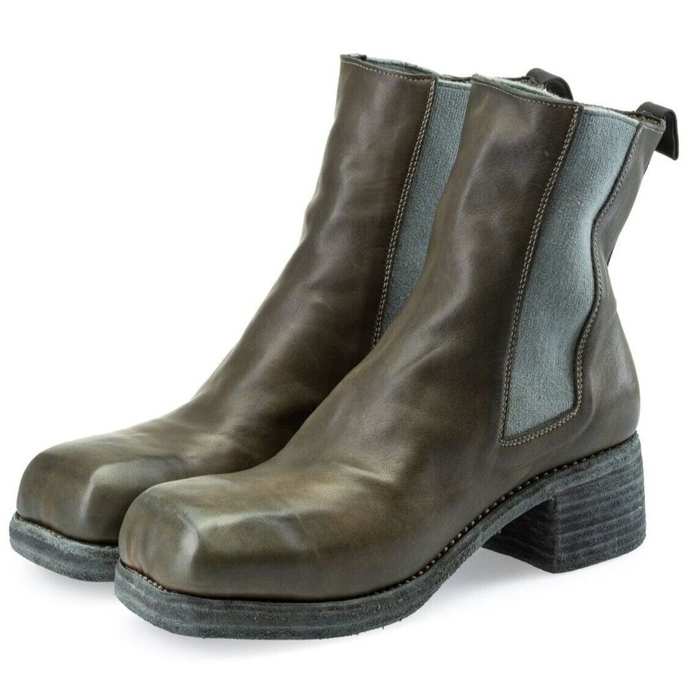 Guidi 9086E Women's Leather Chelsea Ankle Boots Green Size 40 / US 10 - Italy